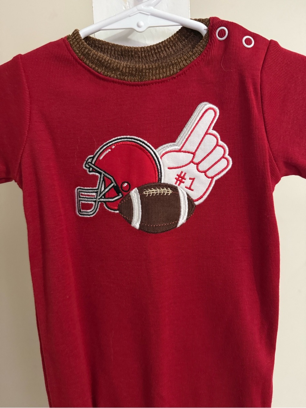 NWT Ricrac & Ruffles Football Romper - Picture 5 of 12
